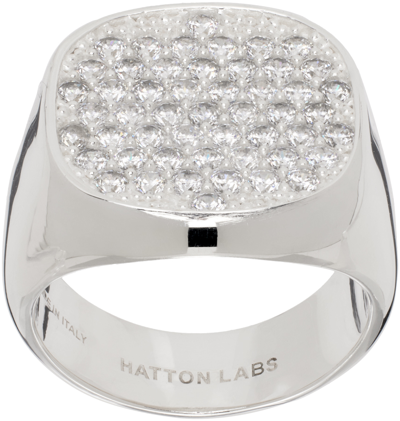 Shop Hatton Labs Silver Lactea Signet Ring In Silver/ White