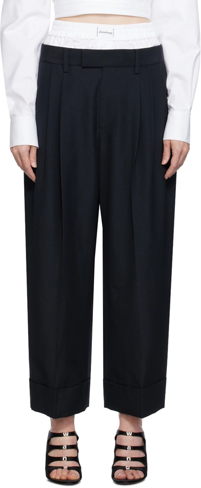 Alexander Wang Layered Tailored-cut Trousers In 001 Black