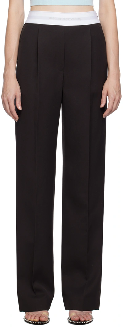 Shop Alexander Wang Brown Pleated Trousers In 902 Fig Brown