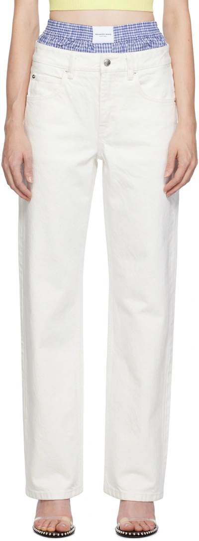 Shop Alexander Wang Off-white Layered Jeans In 280a Moonshine