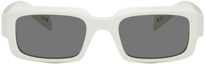 Shop Prada White Rectangular Sunglasses