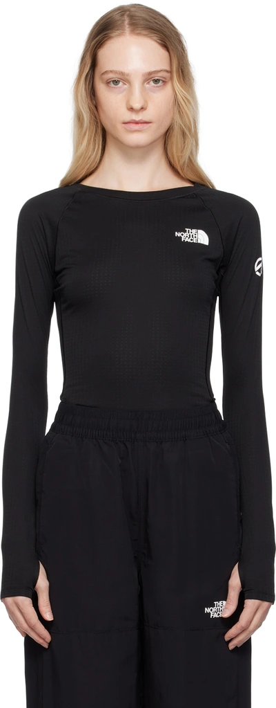 Shop The North Face Black Crewneck Long Sleeve T-shirt In Kx7 Tnf Black/tnf Bl