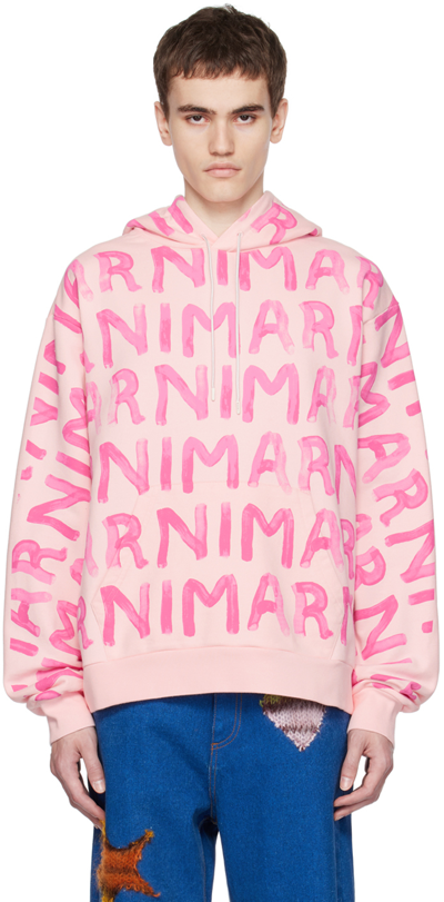 Shop Marni Pink Printed Hoodie In Alc13 Pink Gummy