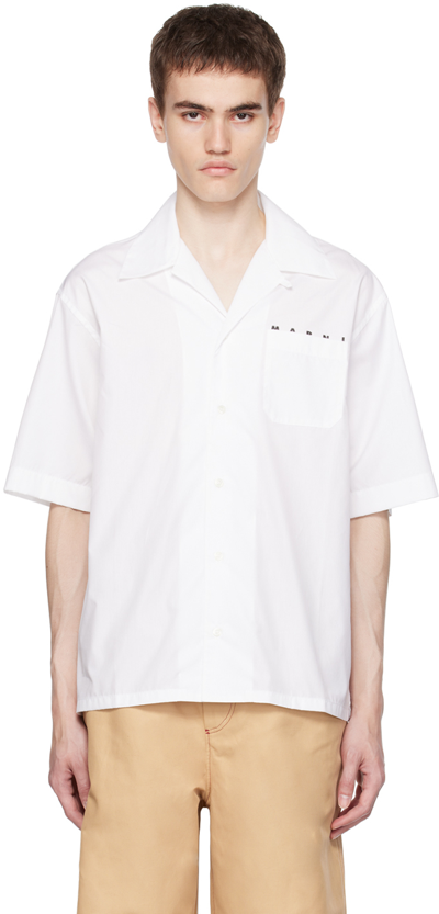 Shop Marni White Printed Shirt In Low01 Lily White.