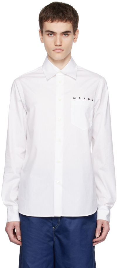 Shop Marni White Printed Shirt In Low01 Lily White.