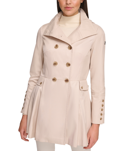 Calvin Klein Water Resistant Double Breasted Pleated Trench Coat In Sand |  ModeSens