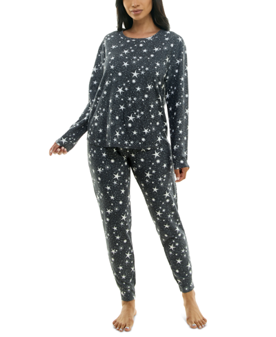 Shop Roudelain Women's Printed 2-pc. Long-sleeve Pajama Set In Laurel Celestial
