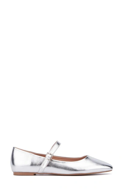 New York And Company Page Mary Jane Ballet Flat In Silver Metallic