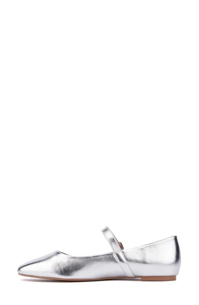 New York And Company Page Mary Jane Ballet Flat In Silver Metallic