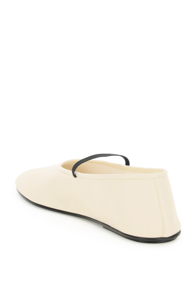 Shop The Row Nappa Leather Ballet Flats In White