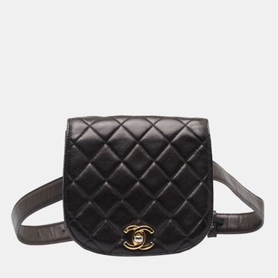 Pre-owned Chanel Black Cc Matelasse Belt Bag