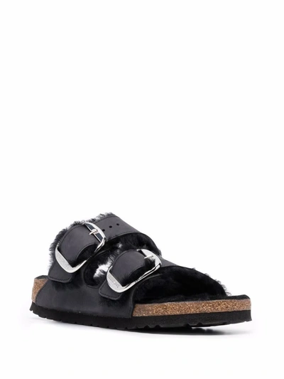 Shop Birkenstock 'arizona' Shearling-lined Sandals In Black