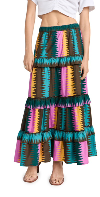 Shop Figue Amaya Maxi Skirt Ikat Stripe Multi