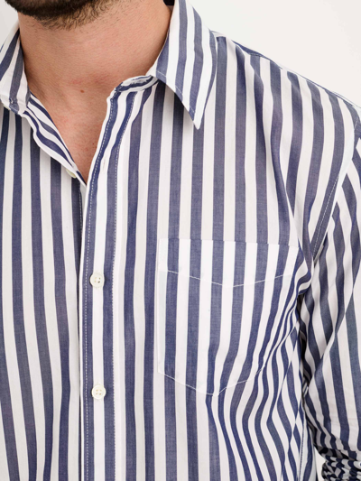 Shop Alex Mill Mill Shirt In Wide Striped Cotton Poplin In Navy/white