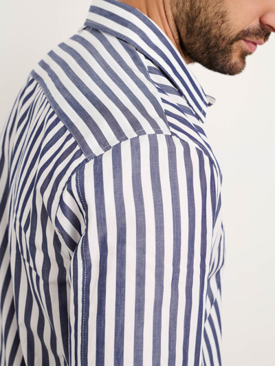 Shop Alex Mill Mill Shirt In Wide Striped Poplin In Navy/white