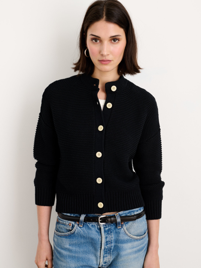 Alex Mill Nico Crewneck Cotton Cardigan In Black