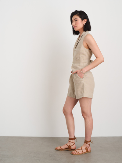 Shop Alex Mill Pleated Pull On Shorts In Flax