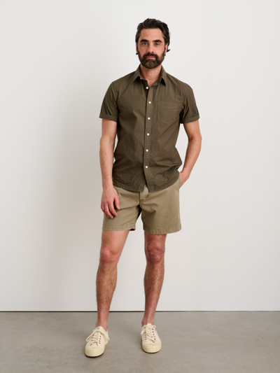 Shop Alex Mill Short Sleeve Mill Shirt In Cotton Poplin In Military Olive