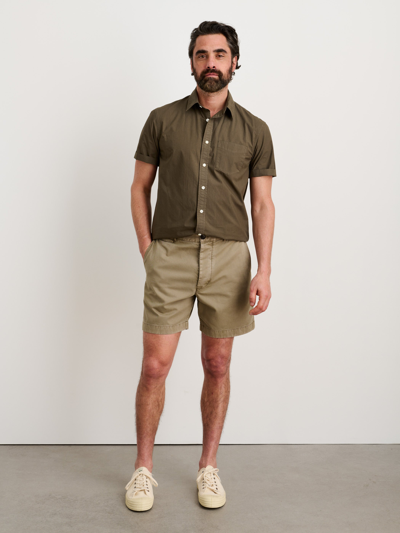 Shop Alex Mill Short Sleeve Mill Shirt In Poplin In Military Olive