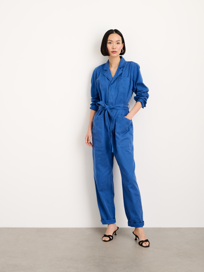 Alex Mill Standard Zip Jumpsuit In Drapey Cotton Twill In Washed Cobalt