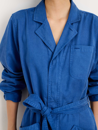 Alex Mill Standard Zip Jumpsuit In Drapey Cotton Twill In Washed Cobalt