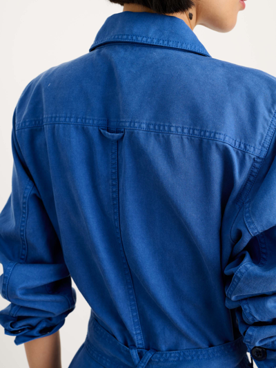 Alex Mill Standard Zip Jumpsuit In Drapey Cotton Twill In Washed Cobalt