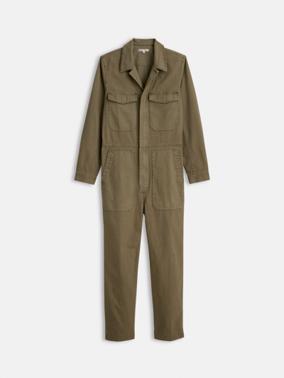 Alex Mill Zip Jumpsuit In Herringbone In Faded Olive