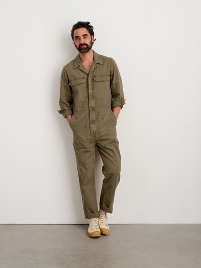 Alex Mill Zip Jumpsuit In Herringbone In Faded Olive