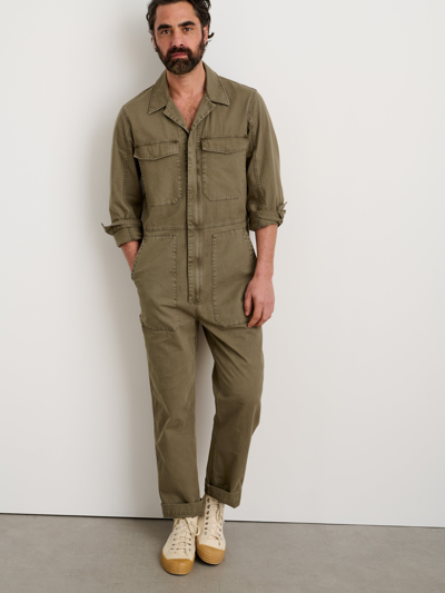 Alex Mill Zip Jumpsuit In Herringbone In Faded Olive
