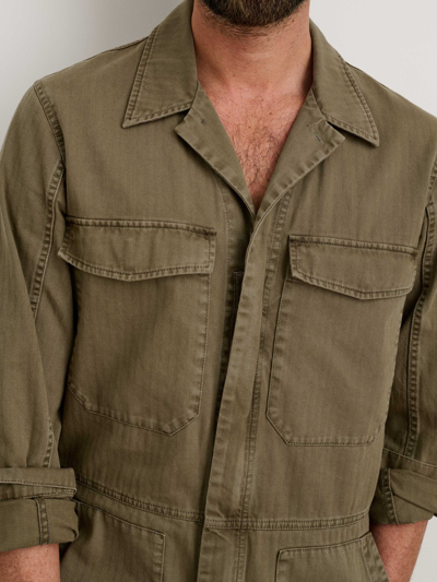 Alex Mill Zip Jumpsuit In Herringbone In Faded Olive