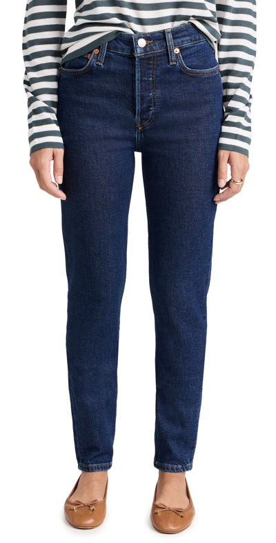 Shop Re/done High Rise Skinny Jeans Dark Rinse