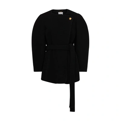Chloé Iconic Soft Wool Belted Coat In Black