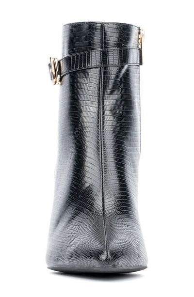 New York And Company Edena Lizard Embossed Bootie In Black Lizard