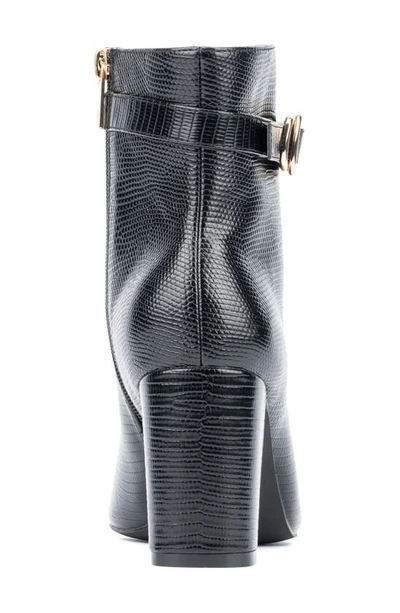 New York And Company Edena Lizard Embossed Bootie In Black Lizard