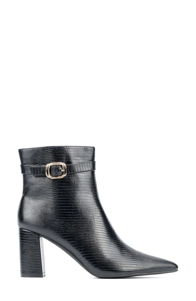 New York And Company Edena Lizard Embossed Bootie In Black Lizard