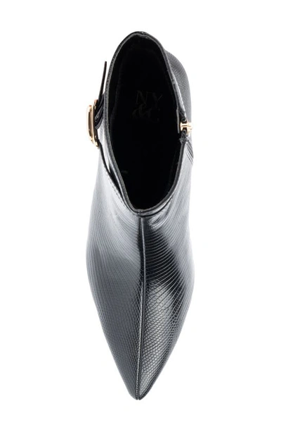New York And Company Edena Lizard Embossed Bootie In Black Lizard