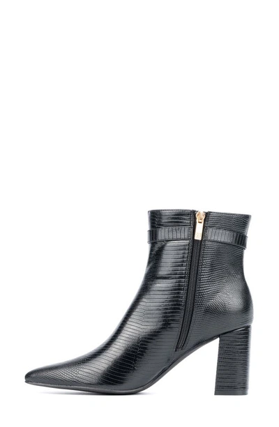 New York And Company Edena Lizard Embossed Bootie In Black Lizard