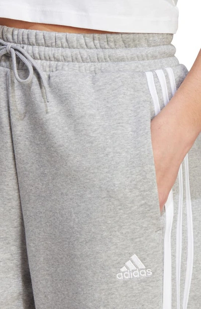 Shop Adidas Originals Open Hem Fleece Pants In Medium Grey Heather/ White