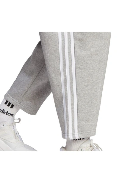Shop Adidas Originals Open Hem Fleece Pants In Medium Grey Heather/ White