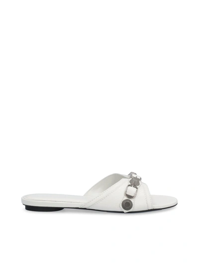 Shop Balenciaga Leather Slippers In White