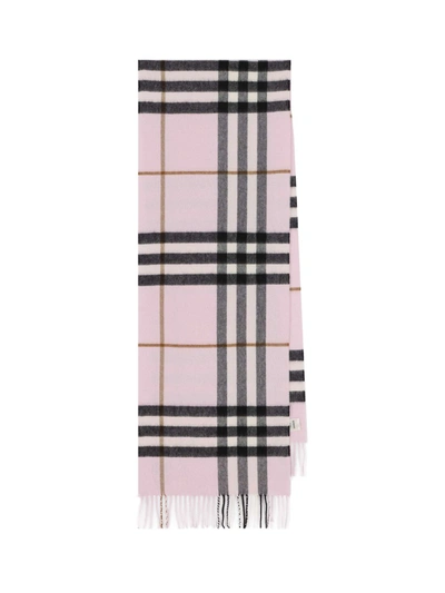Shop Burberry Cashmere Check Scarf - In Pink
