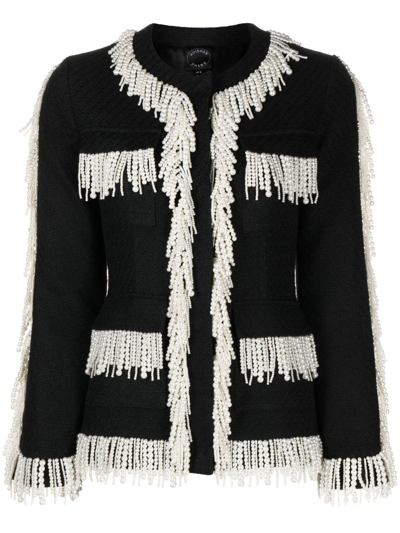 Shop Huishan Zhang Black Cecil Faux-pearl Tweed Jacket