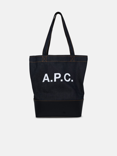 Shop Apc Blue Denim Blend Axel Bag In Navy