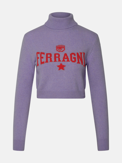 Shop Chiara Ferragni Lilac Cashmere Blend Sweater In Liliac