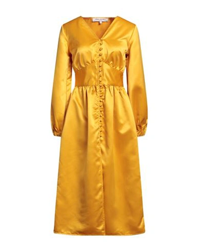 Shop Connor & Blake Woman Midi Dress Ocher Size S Viscose In Yellow