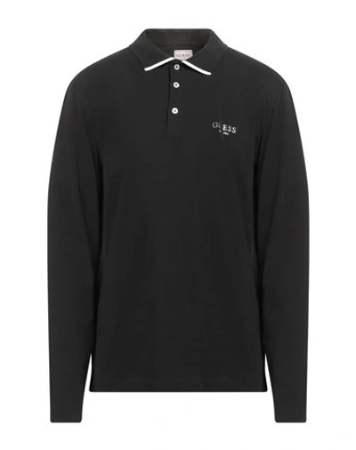Shop Guess Man Polo Shirt Black Size S Cotton, Elastane