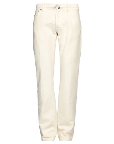 Shop Jacob Cohёn Man Pants Ivory Size 33 Cotton In White