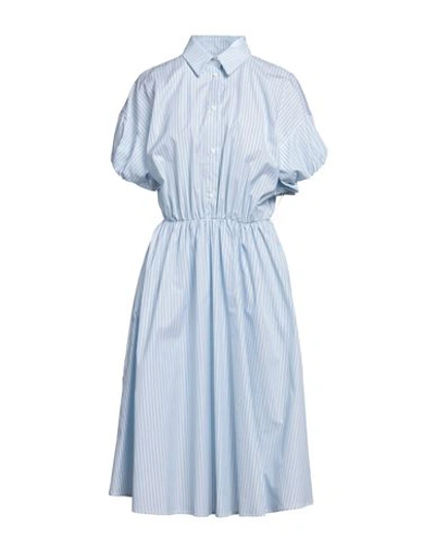 Shop Maje Woman Midi Dress Sky Blue Size 10 Cotton