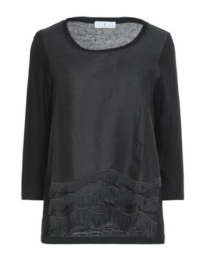 Shop Whyci Woman T-shirt Black Size 10 Viscose, Linen