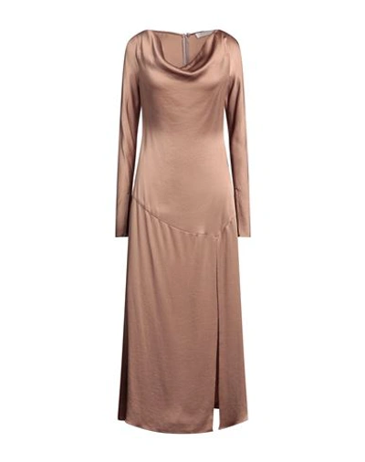 Shop Vanessa Cocchiaro Woman Midi Dress Light Brown Size 6 Acetate, Viscose In Beige